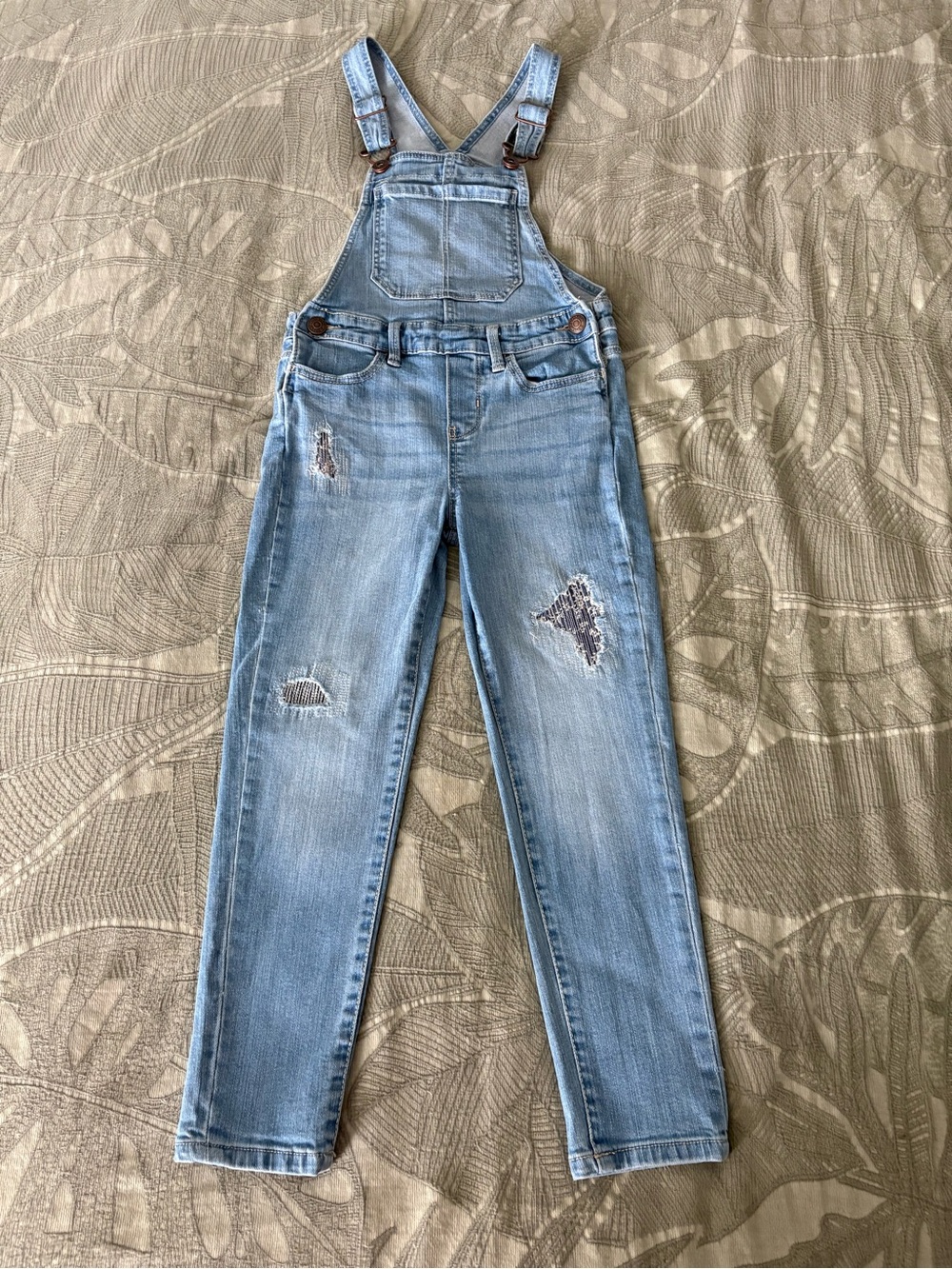 Light Blue Denim Overalls  - Distressed Bib Jeans